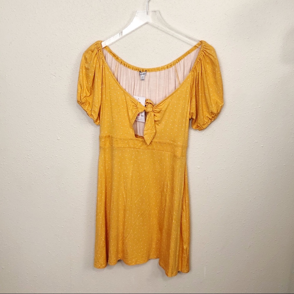 NWT Love,Fire Keyhole Mustard Skater Dress Sz M